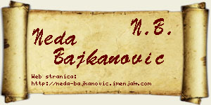 Neda Bajkanović vizit kartica